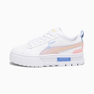 Mayze Sweater Weather Kids' Sneakers, PUMA White-Blissful Blue-Peach Smoothie, extralarge-IND