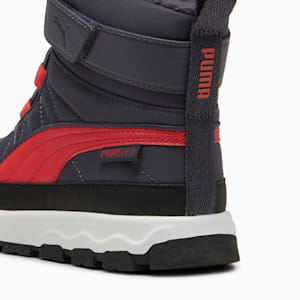 キッズ プーマ エボルブ ピュアテックス ブーツ 17-21cm, Galactic Gray-Tart Cherry-PUMA Black, extralarge-JPN