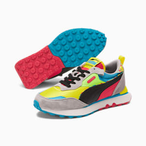 Rider FV Charcoal &amp; Paint Big Kids' Sneakers, Speed Yellow-PUMA Black