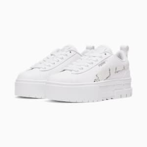Mayze Snake Big Kids' Sneakers, PUMA White-Feather Gray, extralarge