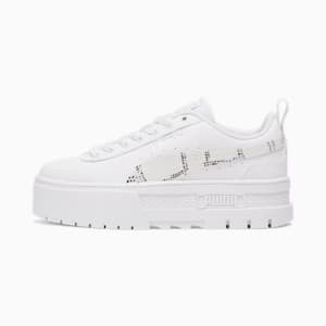 Tenis deportivos Mayze Snake para jóvenes, PUMA White-Feather Gray, extralarge