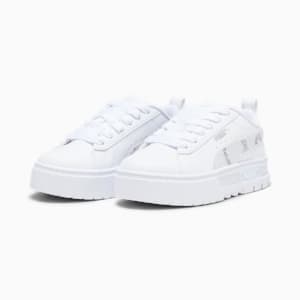 Mayze Snake Little Kids' Sneaker, PUMA White-Feather Gray, extralarge