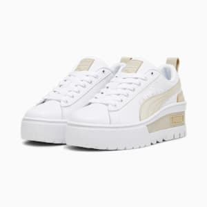 ウィメンズ メイズ ウェッジ ラグジュアリー スニーカー, PUMA White-Granola, extralarge-JPN