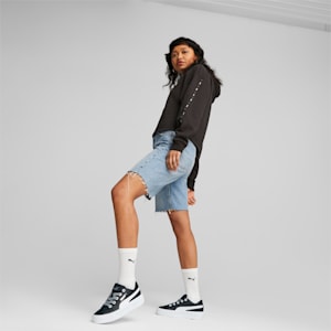 Smash Platform V3 Thick Lace Women's Sneakers, PUMA Black-PUMA White-PUMA Silver, extralarge