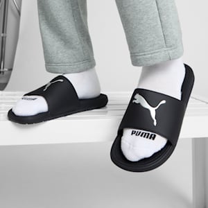 Cool Cat 2.0 Sport Men's Slides, PUMA Black-Puma Silver, extralarge