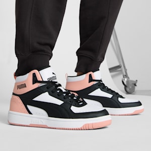 Tenis de media caña PUMA Rebound Joy para mujer, PUMA White-PUMA Black-Rose Dust, extralarge