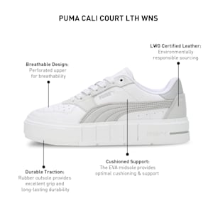 PUMA Cali Court Leather Women's Sneakers, PUMA White-Cool Light Gray, extralarge-IND