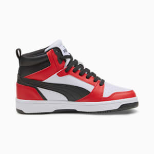 Rebound V6 Mid Big Kids' Sneakers, PUMA White-PUMA Black-For All Time Red, extralarge
