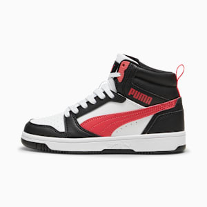 Tenis Rebound V6 Mid para adolescentes, PUMA Black-Tart Cherry-PUMA White, extralarge