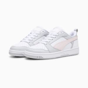 Rebound V6 Lo Youth Sneakers, PUMA White-Frosty Pink-Ash Gray