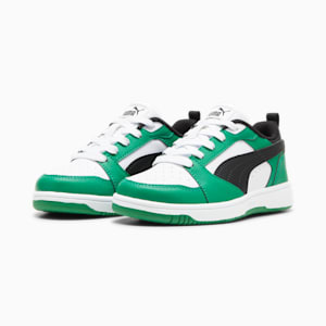 Rebound V6 Lo Kids' Sneakers, PUMA White-PUMA Black-Archive Green, extralarge-GBR