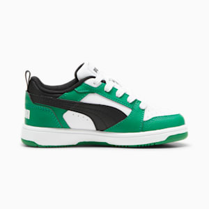 Rebound V6 Lo Kids' Sneakers, PUMA White-PUMA Black-Archive Green, extralarge-GBR