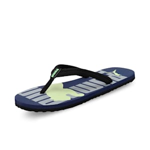 PUMA Logo Men's Flip-Flops, Peacoat-Fizzy Lime-Limestone, extralarge-IND