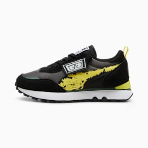 Zapatos deportivos PUMA x SPONGEBOB SQUAREPANTS Rider FV para jóvenes, Shadow Gray-Lemon Meringue, extralarge