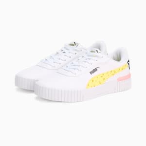 キッズ ガールズ PUMA x スポンジ・ボブ プーマ キャリーナ 2.0 スニーカー 22-25cm, PUMA White-Lemon Meringue-PUMA Black-Peach Smoothie, extralarge-JPN