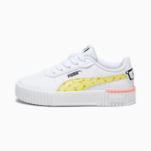 キッズ ガールズ PUMA x スポンジ・ボブ キャリーナ 2.0 スニーカー 17-21cm, PUMA White-Lemon Meringue-PUMA Black-Peach Smoothie, extralarge-JPN