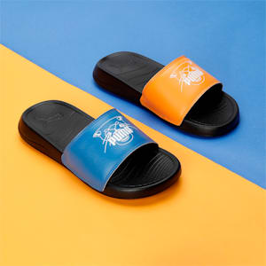 Popcat 20 V1 Youth Slides, PUMA Black-Victoria Blue-Zinnia, extralarge-IND