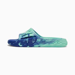 PUMA x LAMELO BALL MB.03 Basketball Slides, Electric Peppermint-PUMA White-Royal Sapphire, extralarge