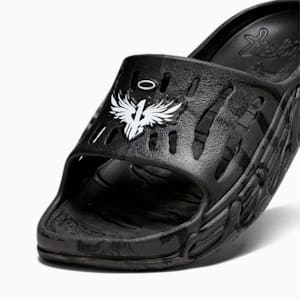 PUMA x LAMELO BALL LaFrancé MB.03 Basketball Slides, PUMA Black-Feather Gray-Dark Coal, extralarge