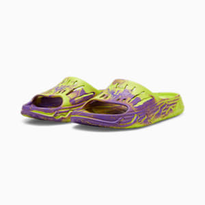 PUMA x LAMELO BALL LaFrancé MB.03 Basketball Slides, Safety Yellow-Purple Glimmer, extralarge