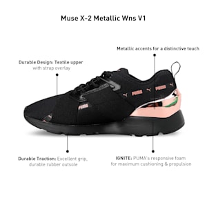 Muse X-2 Metallic V1 Women's Sneakers, PUMA Black-PUMA Black-Copper Rose, extralarge-IND