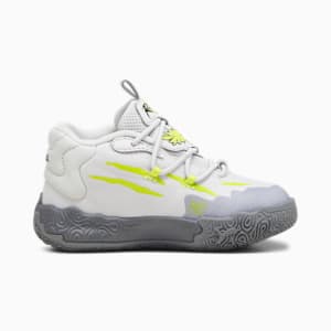 Tenis de básquetbol para infantes PUMA x LAMELO BALL MB.03 Chino Hills, Feather Gray-Lime Smash, extralarge