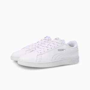 Smashic Soft Suede Sneakers, PUMA White-Matte Silver, extralarge-IND