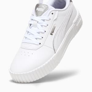 Carina 2.0 Pop-Up Metallics Youth Sneakers, PUMA White-Matte Silver-PUMA Silver, extralarge-GBR