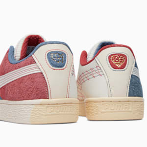 Suede Quilted Nation Sneakers, White Smoke-Astro Red-Mauvewood, extralarge
