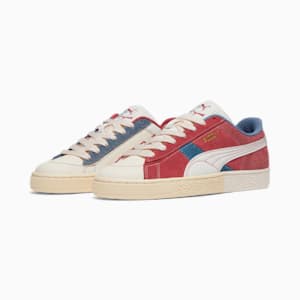 Zapatos deportivos Nation acolchados de gamuza, White Smoke-Astro Red-Mauvewood, extragrande