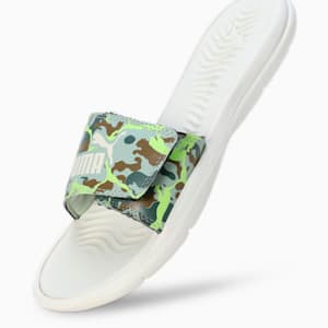Ceres Women's Slides, Warm White-Green Fog-Chocolate Chip, extralarge-IND
