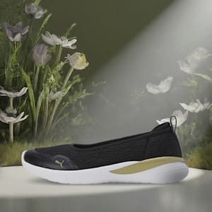 PUMA Sienna SOFTRIDE Women's Ballerina Shoes, PUMA Black-Metallic Gold-PUMA White, extralarge-IND