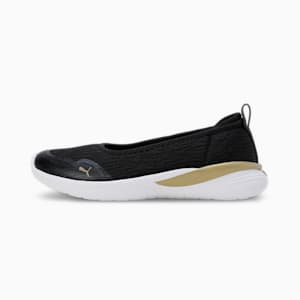 PUMA Sienna SOFTRIDE Women's Ballerina Shoes, PUMA Black-Metallic Gold-PUMA White, extralarge-IND