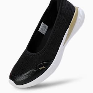 PUMA Sienna SOFTRIDE Women's Ballerina Shoes, PUMA Black-Metallic Gold-PUMA White, extralarge-IND