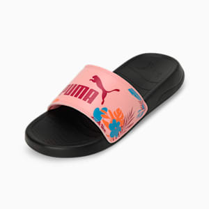 Popcat 20 Women's Floral Slides, PUMA Black-Peach Smoothie-Clyde Royal, extralarge-IND