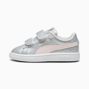 Tenis para bebé PUMA Smash 3.0 Glitz Glam, Glacial Gray-Frosty Pink, extralarge