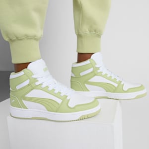 Tenis para mujer PUMA Rebound LayUp SL, PUMA White-Pistachio Green-Calming Green, extralarge