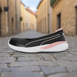 Flaira Softride Sporty Women's Slip-On Shoes, PUMA Black-Peach Smoothie-PUMA White, extralarge-IND