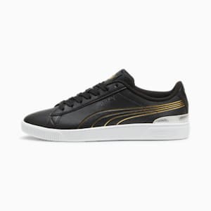 Vikky v3 Metallic Shine Sneakers, PUMA Black-PUMA Gold-PUMA White, extralarge