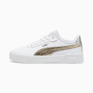 Carina 2.0 Metallic Shine Women's Sneakers, PUMA White-PUMA Gold-PUMA Silver, extralarge