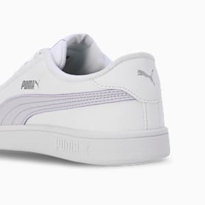 Smashic Women's Soft Suede Sneakers, PUMA White-Spring Lavender-Matte Silver, extralarge-IND