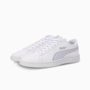 Smashic Women's Soft Suede Sneakers, PUMA White-Spring Lavender-Matte Silver, extralarge-IND