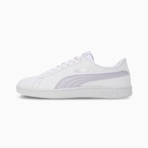 Smashic Women's Sneakers, PUMA White-Spring Lavender-Matte Silver, extralarge-IND