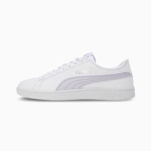 Smashic Women's Soft Suede Sneakers, PUMA White-Spring Lavender-Matte Silver, extralarge-IND