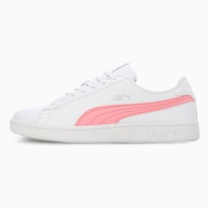 Smashic Women's Soft Suede Sneakers, PUMA White-Peony-Matte Silver, extralarge-IND