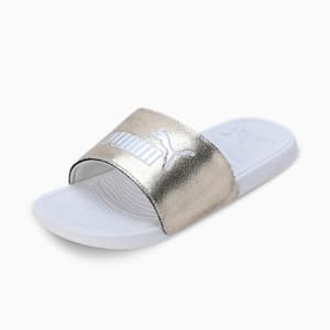 Cool Cat 2.0 Metallic Shine Men's Slides, PUMA Gold-PUMA Silver-PUMA White, extralarge-IND