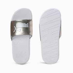 Cool Cat 2.0 Metallic Shine Men's Slides, PUMA Gold-PUMA Silver-PUMA White, extralarge-IND