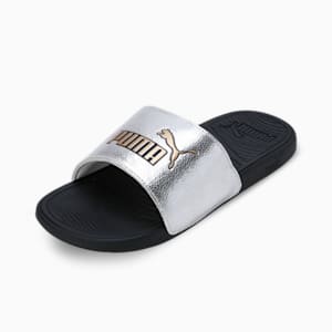 Cool Cat 2.0 Metallic Shine Men's Slides, PUMA Silver-PUMA Gold-PUMA Black, extralarge-IND