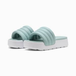 Karmen Puffy Women's Slides, Modern Mint-PUMA White, extralarge