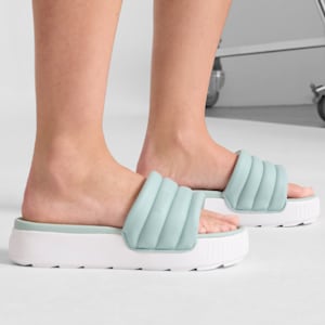 Karmen Puffy Women's Slides, Modern Mint-PUMA White, extralarge